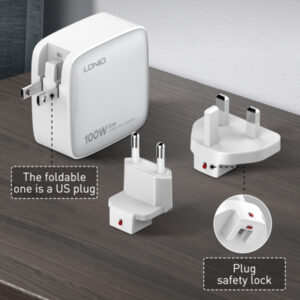 Ldnio Q408 100W GaN Super Fast Charger UK Plug 4-Port USB PD Charger