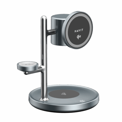 HAVIT W3113 Qi2 3-in-1 Magnetic Wireless Charging Stand with Ambient Light (25W)